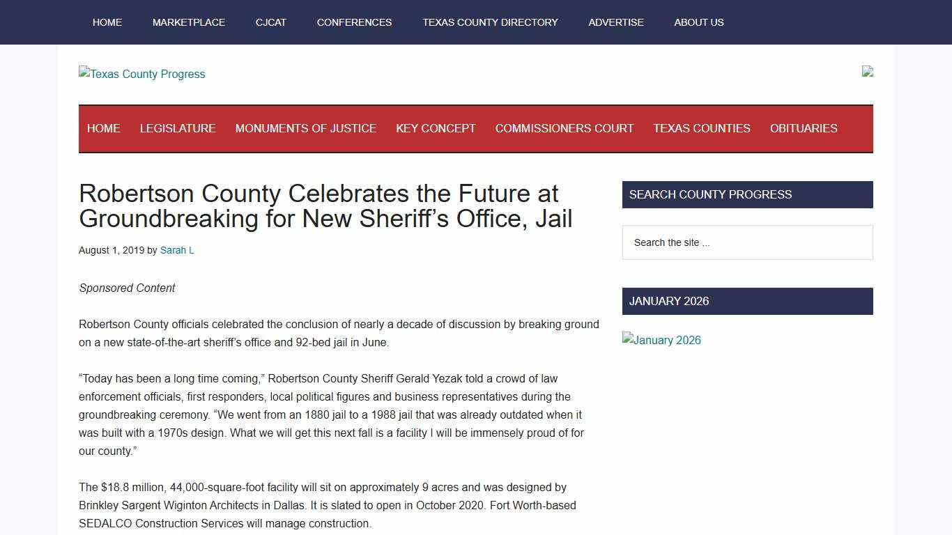 Robertson County Celebrates the Future at Groundbreaking for New Sheriff’s Office, Jail - Texas County Progress